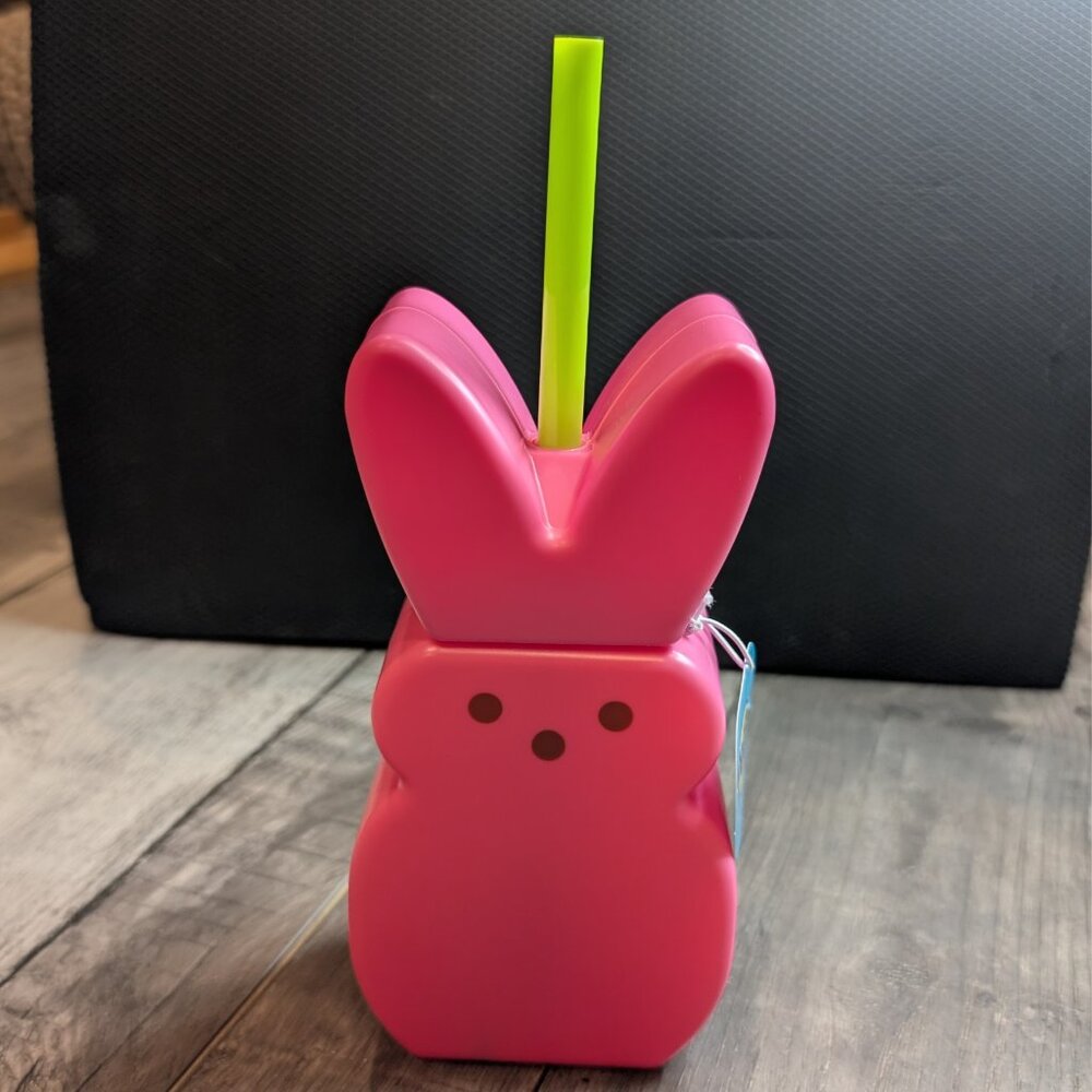 NEW Pink Peeps Bunny Mini Tumbler with Straw - 7” Tall